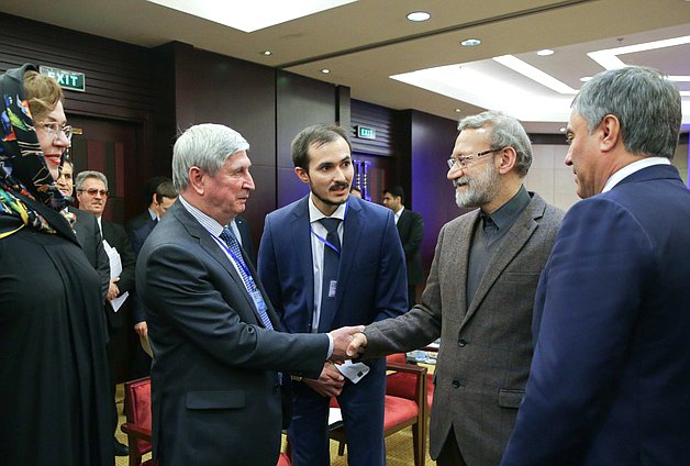 First Deputy Chairman of the State Duma Ivan Melnikov and Chairman of the Islamic Consultative Assembly of the Islamic Republic of Iran Ali Ardashir Larijani