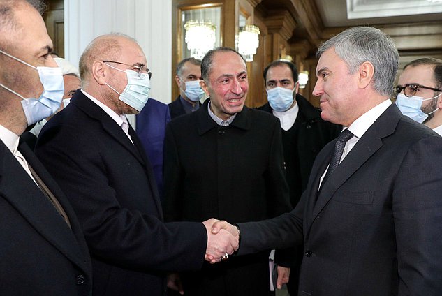 Chairman of the State Duma Viacheslav Volodin and Speaker of the Parliament of Iran Mohammad Bagher Ghalibaf
