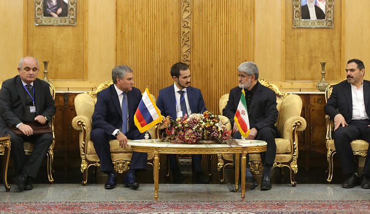 Chairman of the State Duma Viacheslav Volodin and Deputy Speaker of the National Consultative Assembly of the Islamic Republic of Iran Ali Motahari