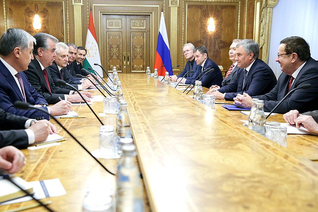 Встреча Председателя Государственной Думы Вячеслава Володина с Президентом Таджикистана Эмомали Рахмоном