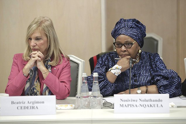 President of the General Assembly and of the Senate of the Oriental Republic of Uruguay Beatriz Argimón and Speaker of the National Assembly of the Parliament of the Republic of South Africa Nosiviwe Noluthando Mapisa-Nqakula