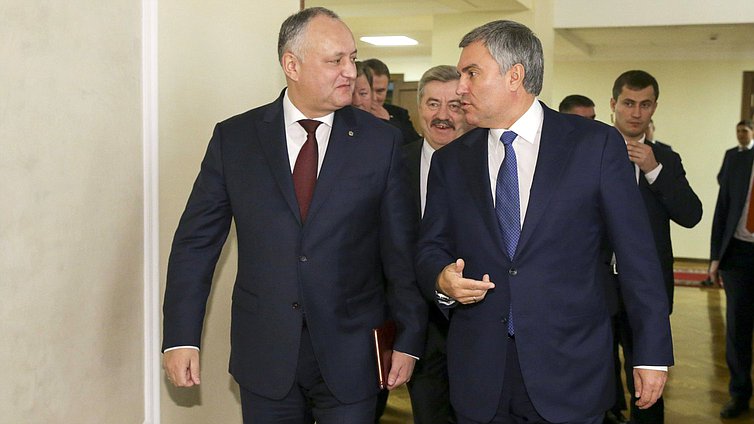 Президент Республики Молдова Игорь Додон и Председатель Государственной Думы Вячеслав Володин