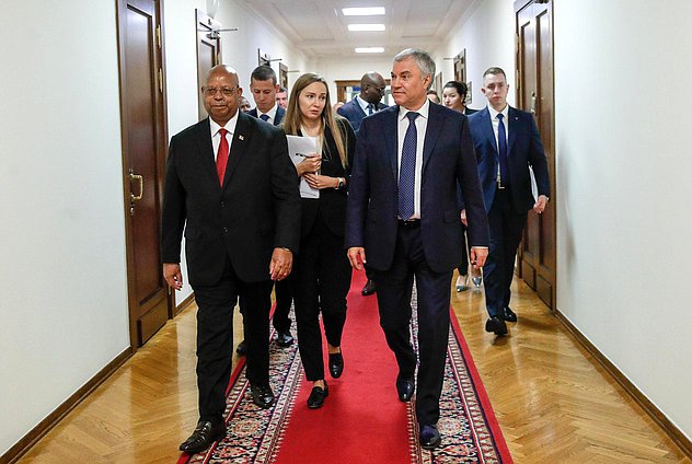 Speaker of the National Assembly of the Republic of Zimbabwe Jacob Mudenda and Chairman of the State Duma Vyacheslav Volodin