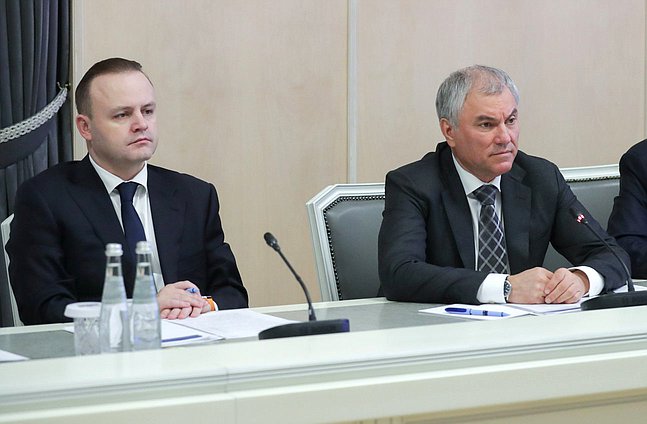 Chairman of the State Duma Vyacheslav Volodin and Deputy Chairman of the State Duma Vladislav Davankov