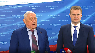 Пресс-подход Председателя Комитета по региональной политике и проблемам Севера и Дальнего Востока Николая Харитонова и Министра по развитию Дальнего Востока и Арктики Алексея Чекункова