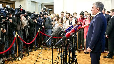 Вячеслав Володин о рассмотрении законопроекта об ответных мерах в отношении ряда иностранных государств за антироссийскую политику